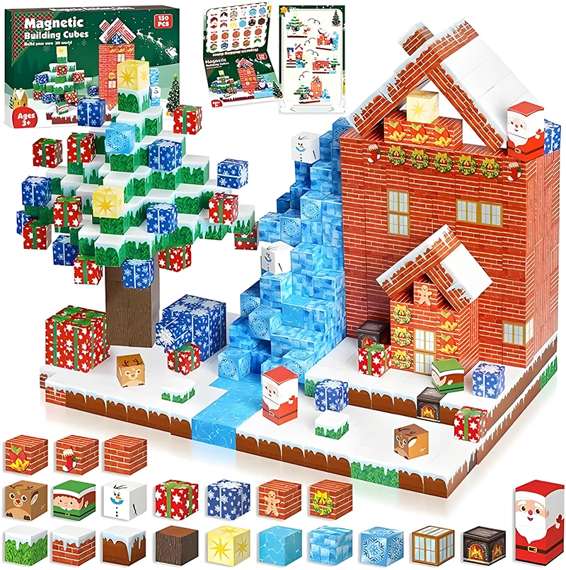 Christmas Magnetic Building Blocks World Set