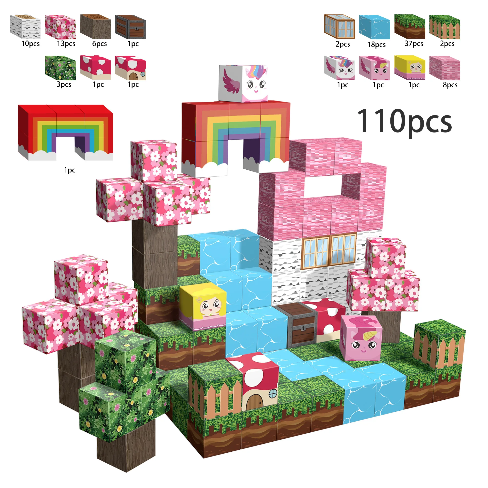 Sakura Blossom House STEM Construction Toy Set Magnetic Building Blocks