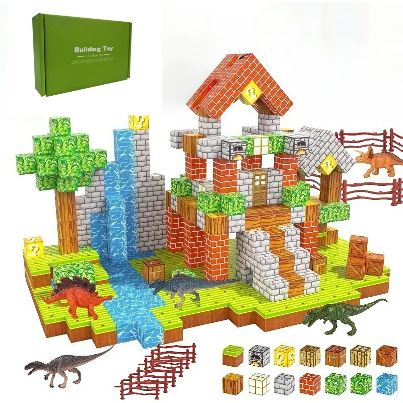 Hybrid System Construction Toy Set 200+ Pieces for Kids Magnetic Building Blocks