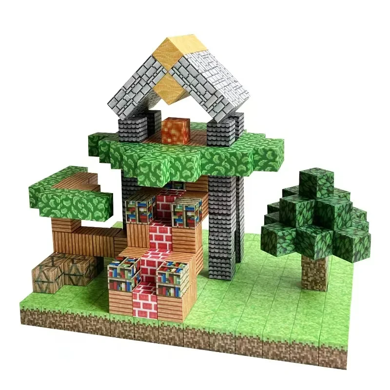 Mine World Cube Magnet Construction Set for Kids – Magnetic Building Blocks
