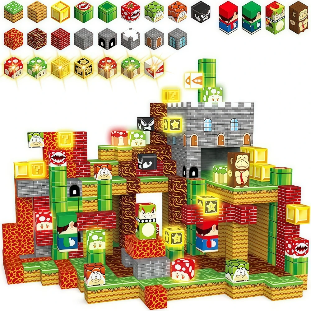 Mario World Cube Magnet Set Kids Toy Birthday Gift – Magnetic Building Blocks