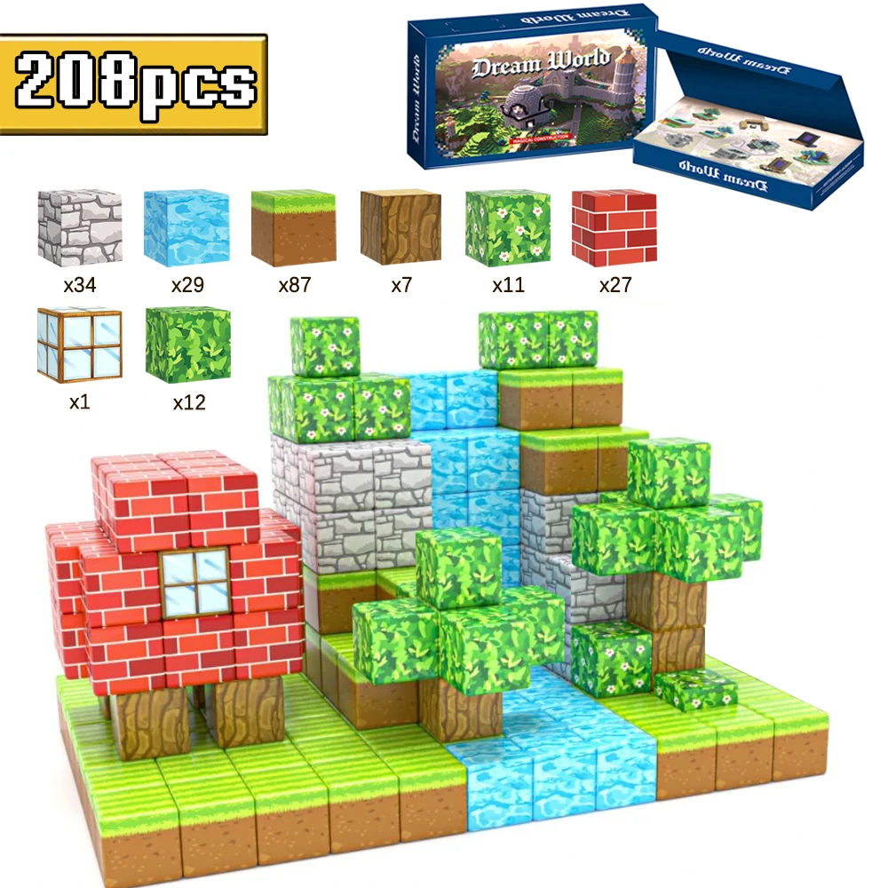 208PCS STEM Construction Toys for Kids Magnet Set Magnetic Building Blocks