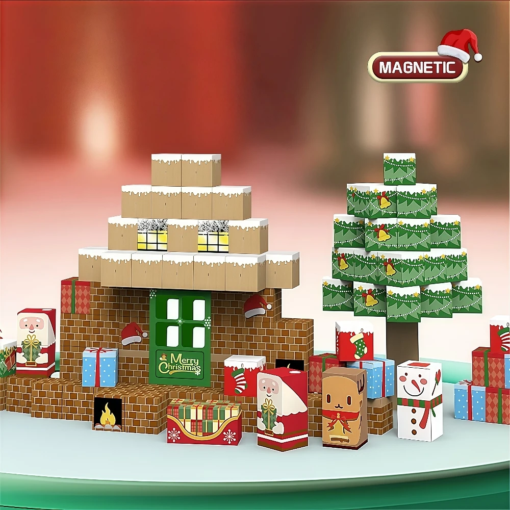 STEM Learning Christmas Santa Claus DIY Assembly Toy Model Gift – Magnetic Building Blocks