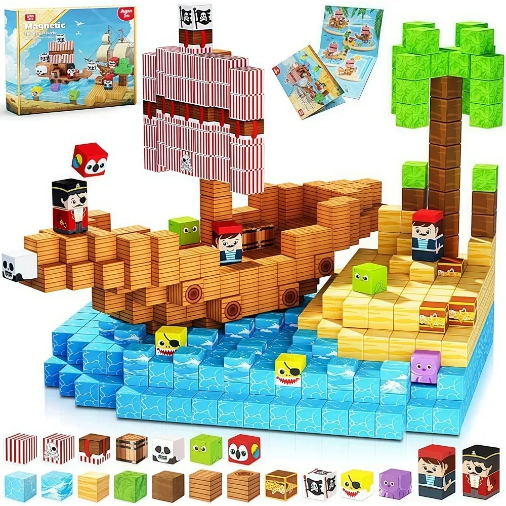 Pirate Ship DIY Architectural Set Kids Toy Gift – Magnetic Building Blocks