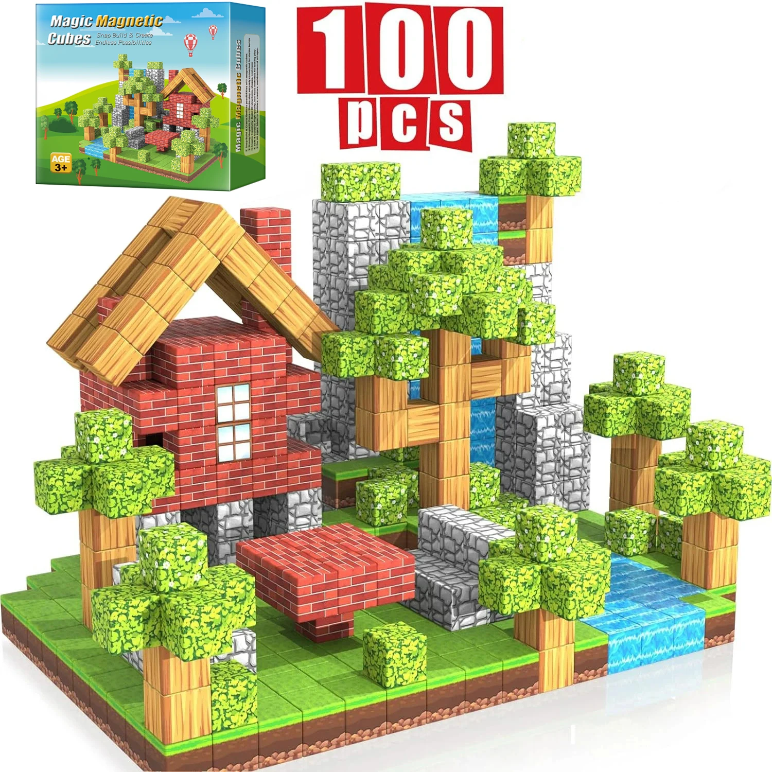 100PCS Toddler & Kids Gift STEM Toy Set – Magnetic Building Blocks