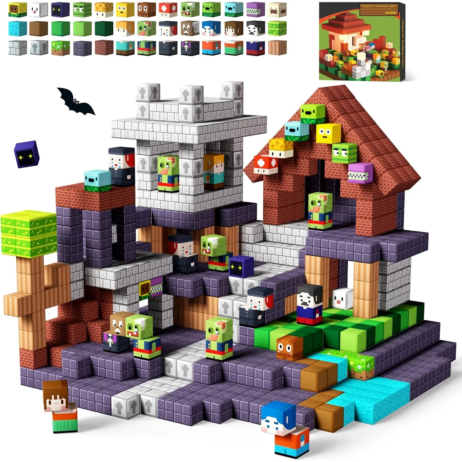 Mine World Zombies & Plants Cube STEM Magnetic Building Blocks