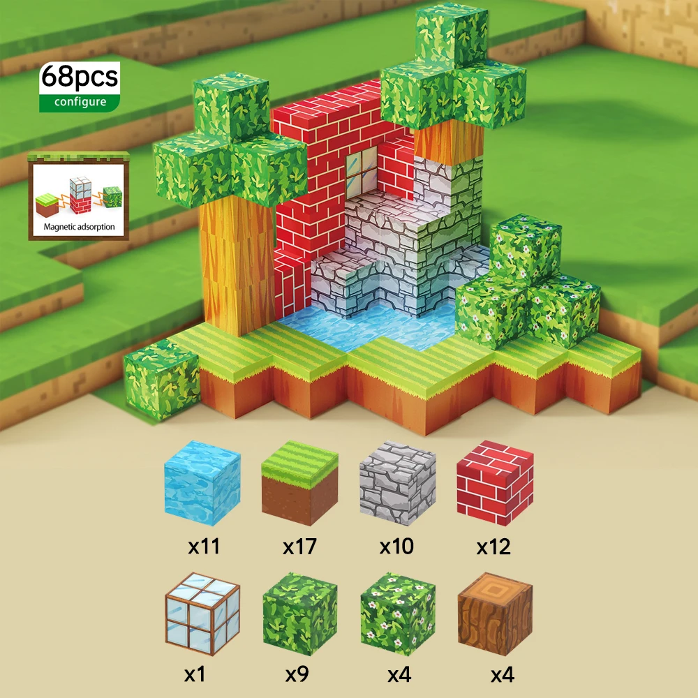 DIY Cube Magnet Toy for Kids Age 3+ Montessori STEM Learning Set Magnetic Building Blocks