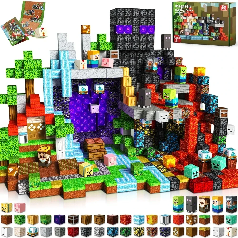 Jungle World Scene STEM DIY Sensory Model Educational Toy Gift – Magnetic Building Blocks
