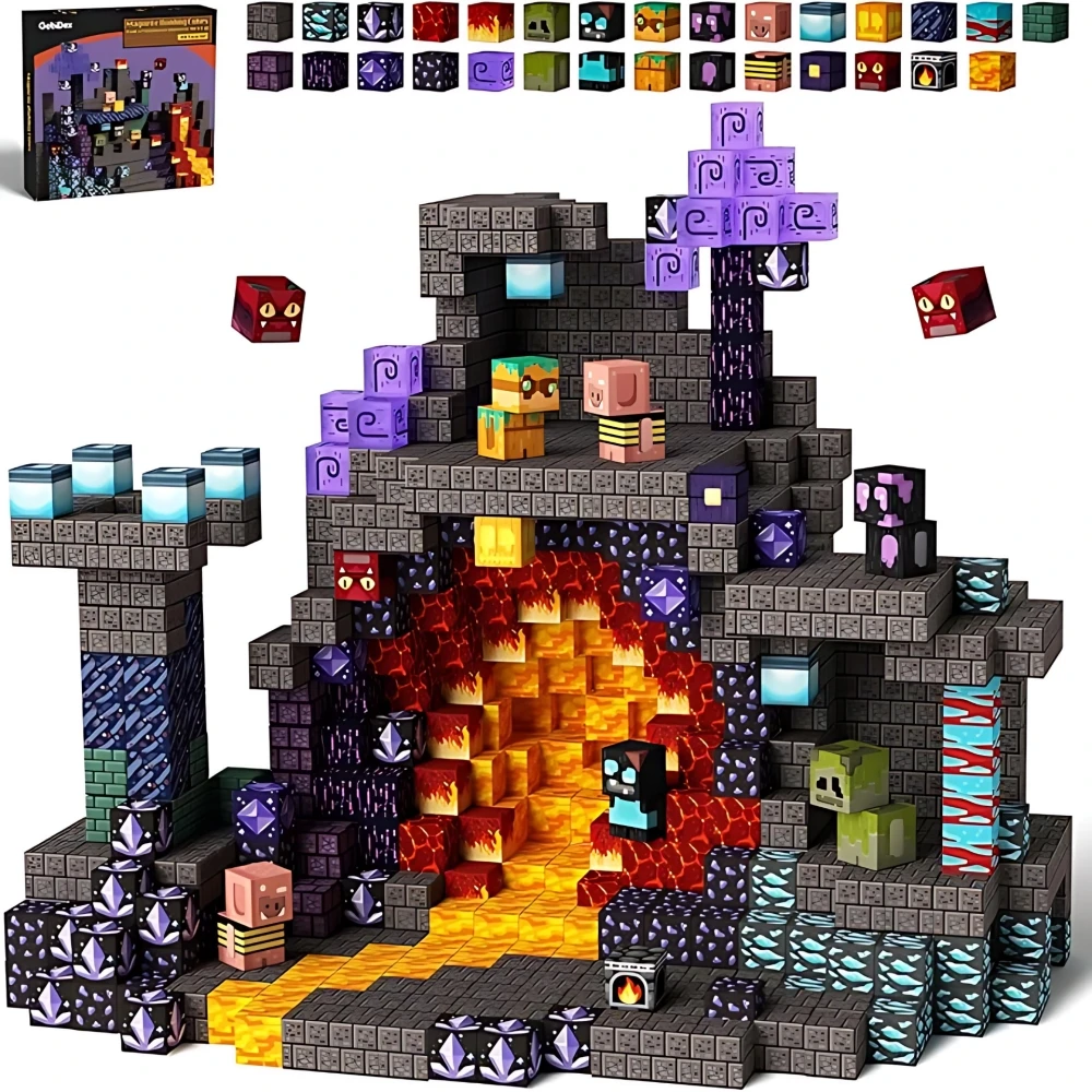 My Magma Cave World Magnet Cubes DIY Kids Toy Birthday Gift – Magnetic Building Blocks
