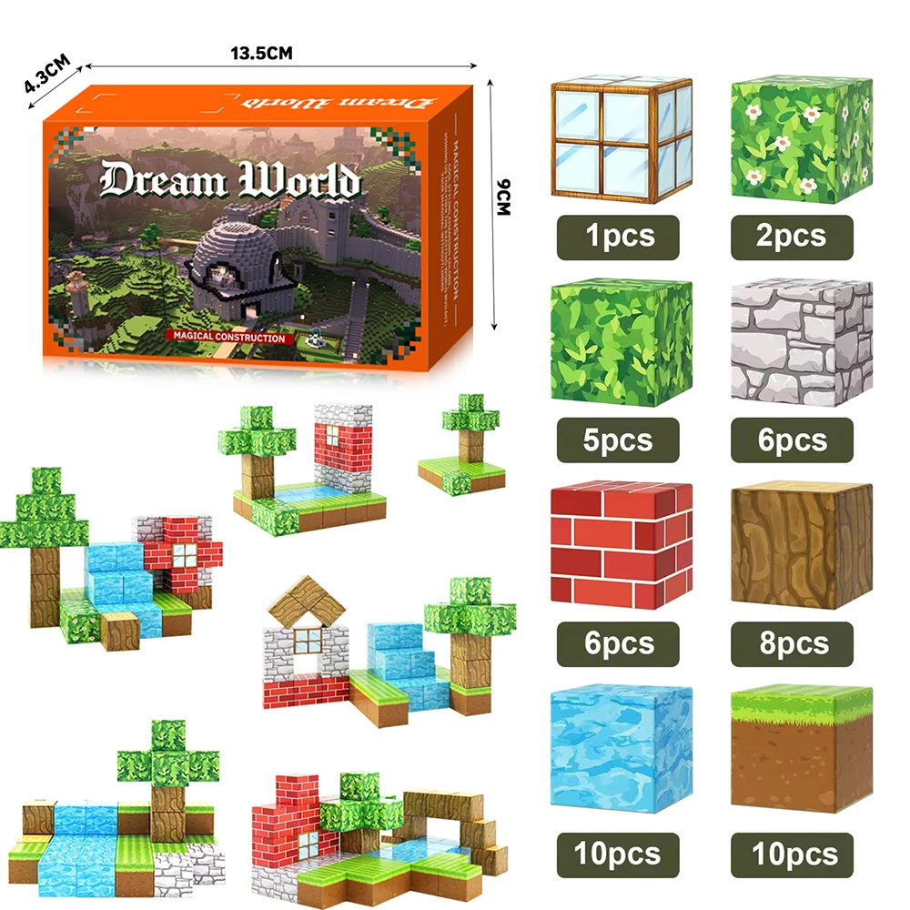 48PCS Educational DIY Building Toy for Kids Magnetic Building Blocks