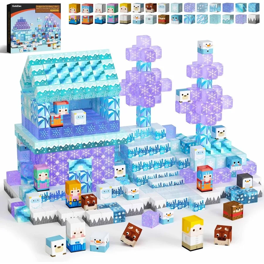 GobiDex 100PCS Frozen Princess Castle STEM Toys for Girls Birthday Gift – Magnetic Building Blocks